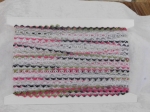 Feather Edge Eyelet Lace Per Meter 38mm Olive/Black/Fuchsia